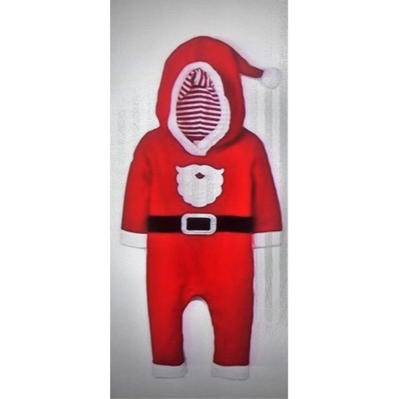 Cat and Jack Baby Santa Clause Christmas Hooded Jumpsuit Months 0-3 Months - Picture 4 of 4